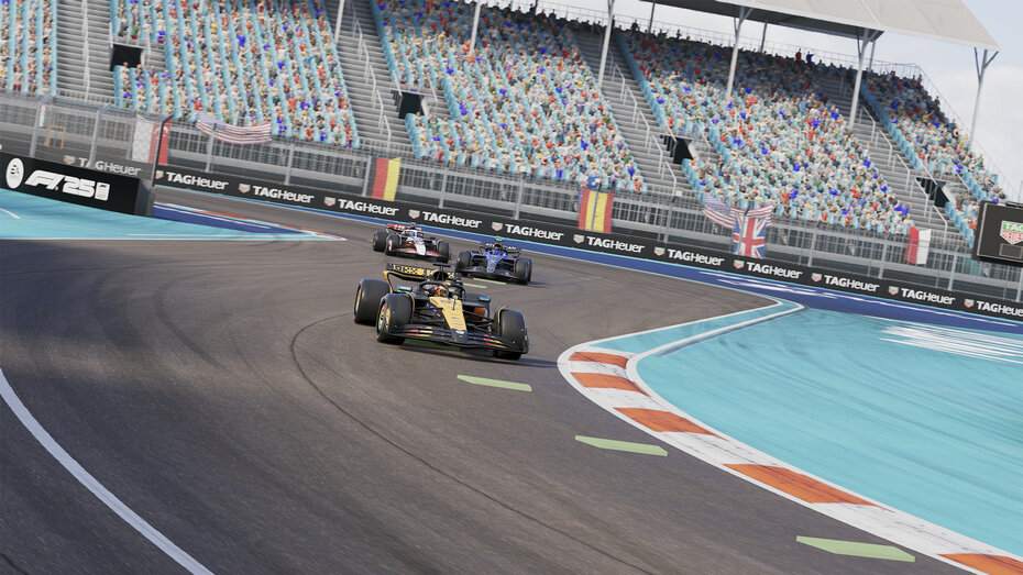 Screenshot aus F125. Red Bull auf der Strecke.