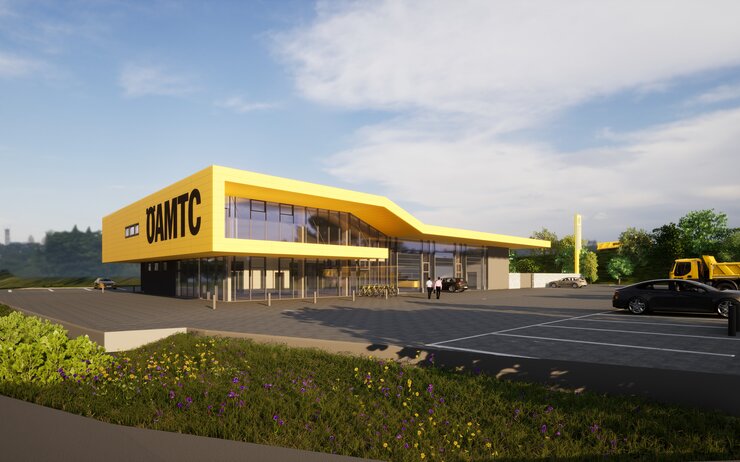 Rendering neuer ÖAMTC-Stützpunkt Melk Rendering neuer ÖAMTC-Stützpunkt Melk