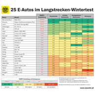 ÖAMTC: 25 E-Autos im Langstrecken-Winter-Test