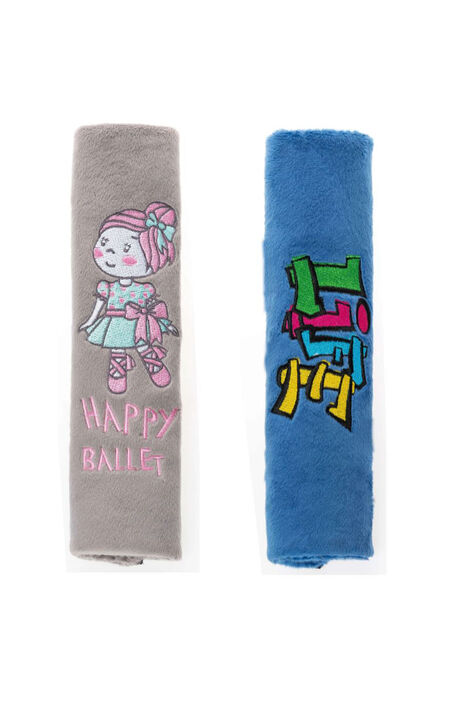 13700 u 13705 Gurtpolster beide g Der Gurtpolster Ballet Doll liegt neben dem Gurtpolster Graffiti Blau
