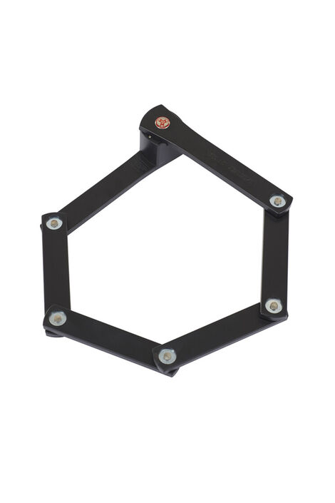 Auseinandergefaltetes und verschlossenes Faltschloss von Trelock.