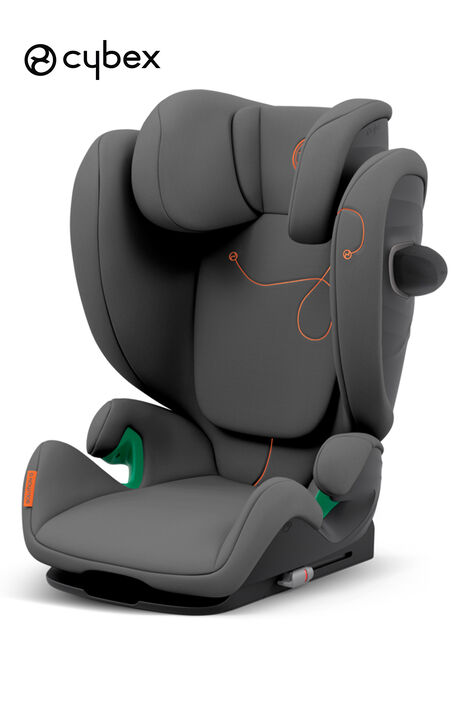 Grau-oranger Kindersitz für eine Befestigung mit ISOFIX im Auto, cybex.