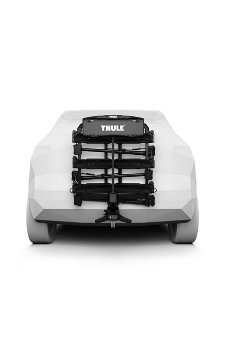 Modell eines Autos von der Rückseite. Der Fahrradträger ist hochgeklappt.