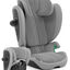 Solution G2 Kindersitz, Farbe Grau, faltbar und leicht, mit neigbarer Kopfstütze für Kinder von 100–150 cm.