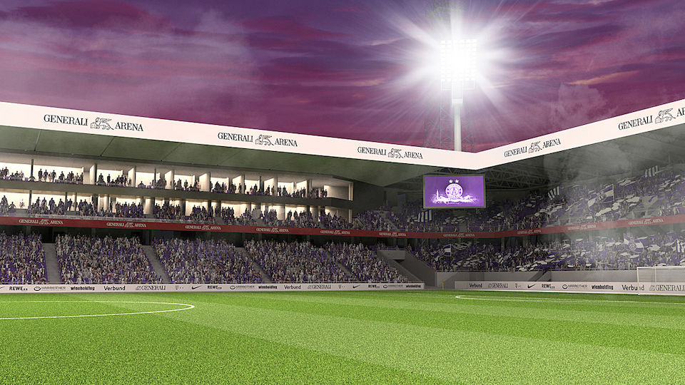Aufnahme der Tribüne des Generali Stadiums.