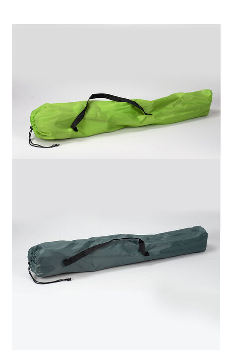 5144 Faltsessel Outdoor-grau-grün Pack g.jpg Faltsessel zusammengefaltet und in Trage-Tasche verstaut. Farbe der Tragetasche je hellgrün oder grau.