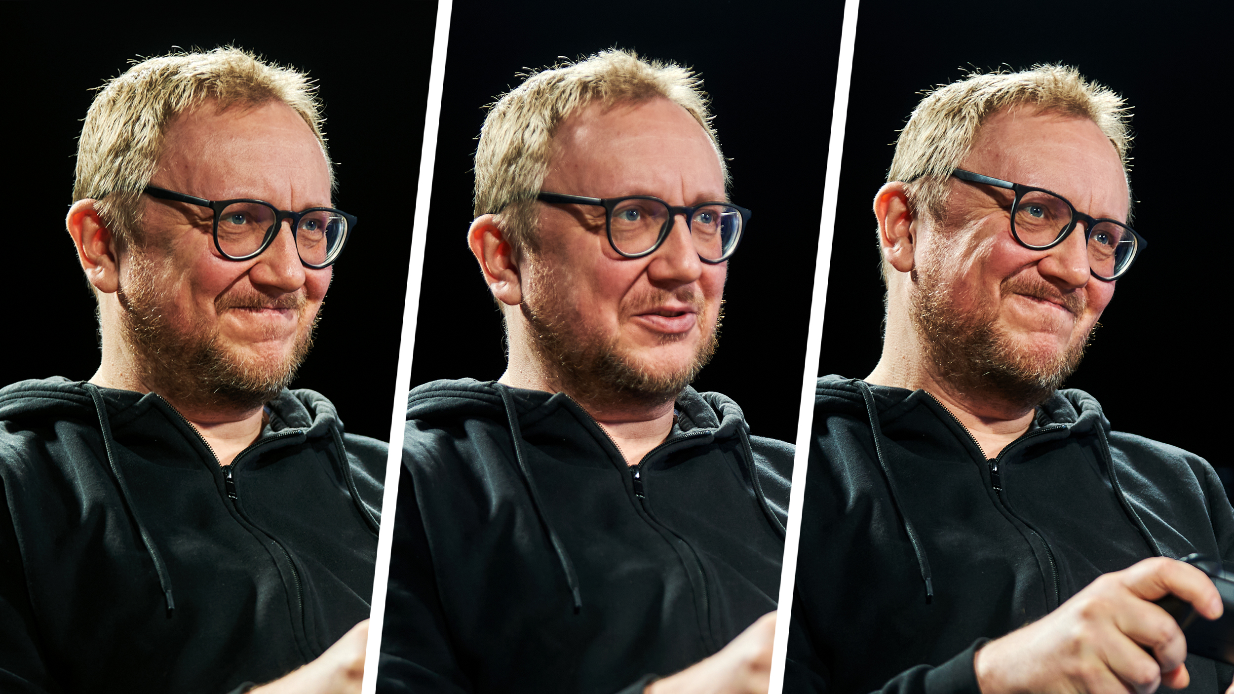 Bild von Redakteur Christoph Löger. Dreigeteilt, drei unterschiedliche Gesichtsausdrücke.