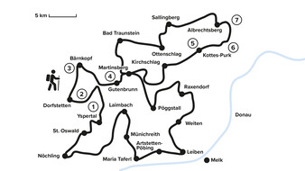 Illustration einer Wanderroute durchs Waldviertel