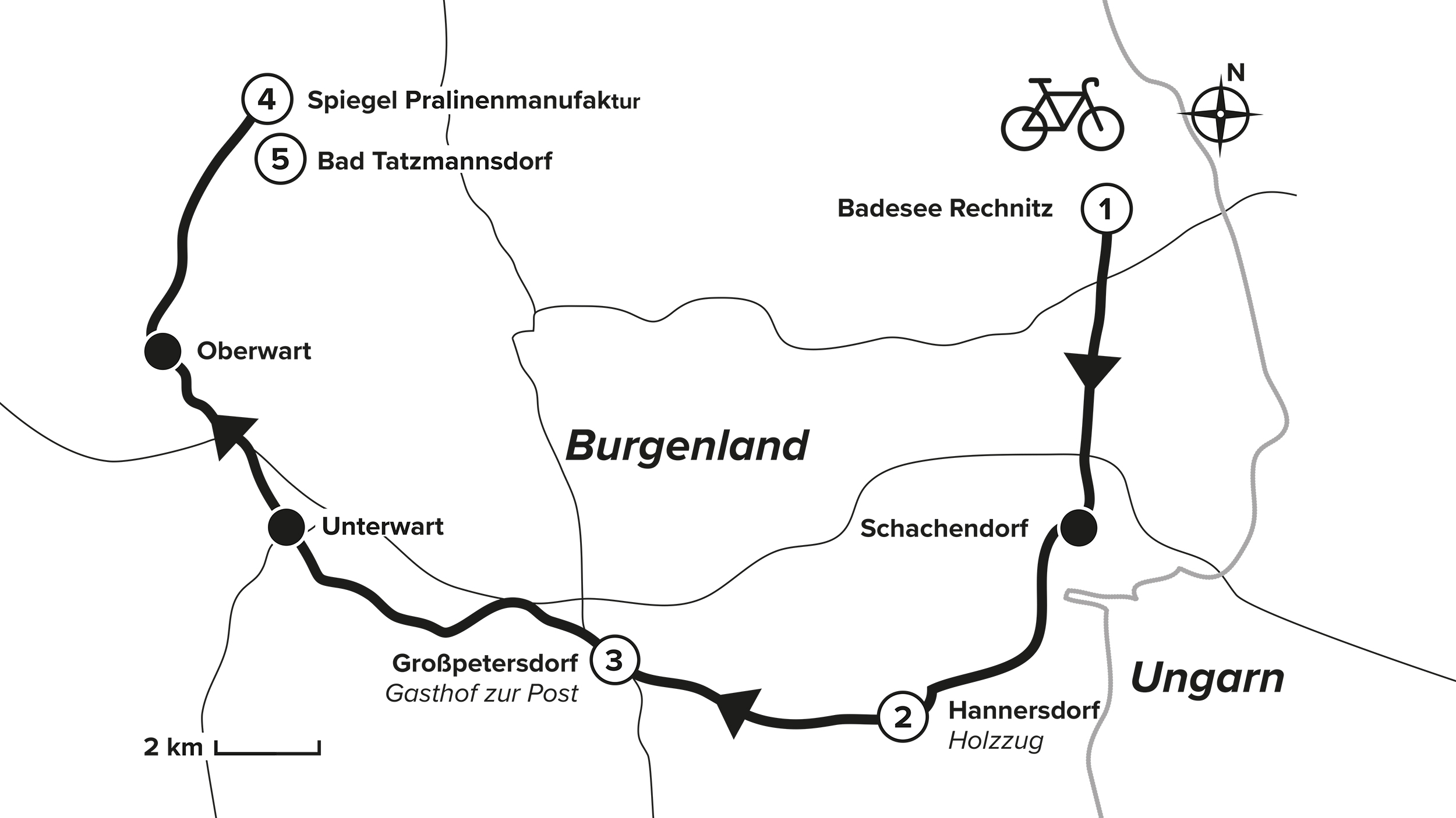 Die Fahrradroute auf einer Karte abgebildet.