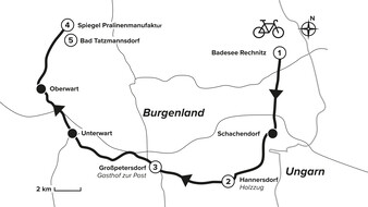 Die Fahrradroute auf einer Karte abgebildet.