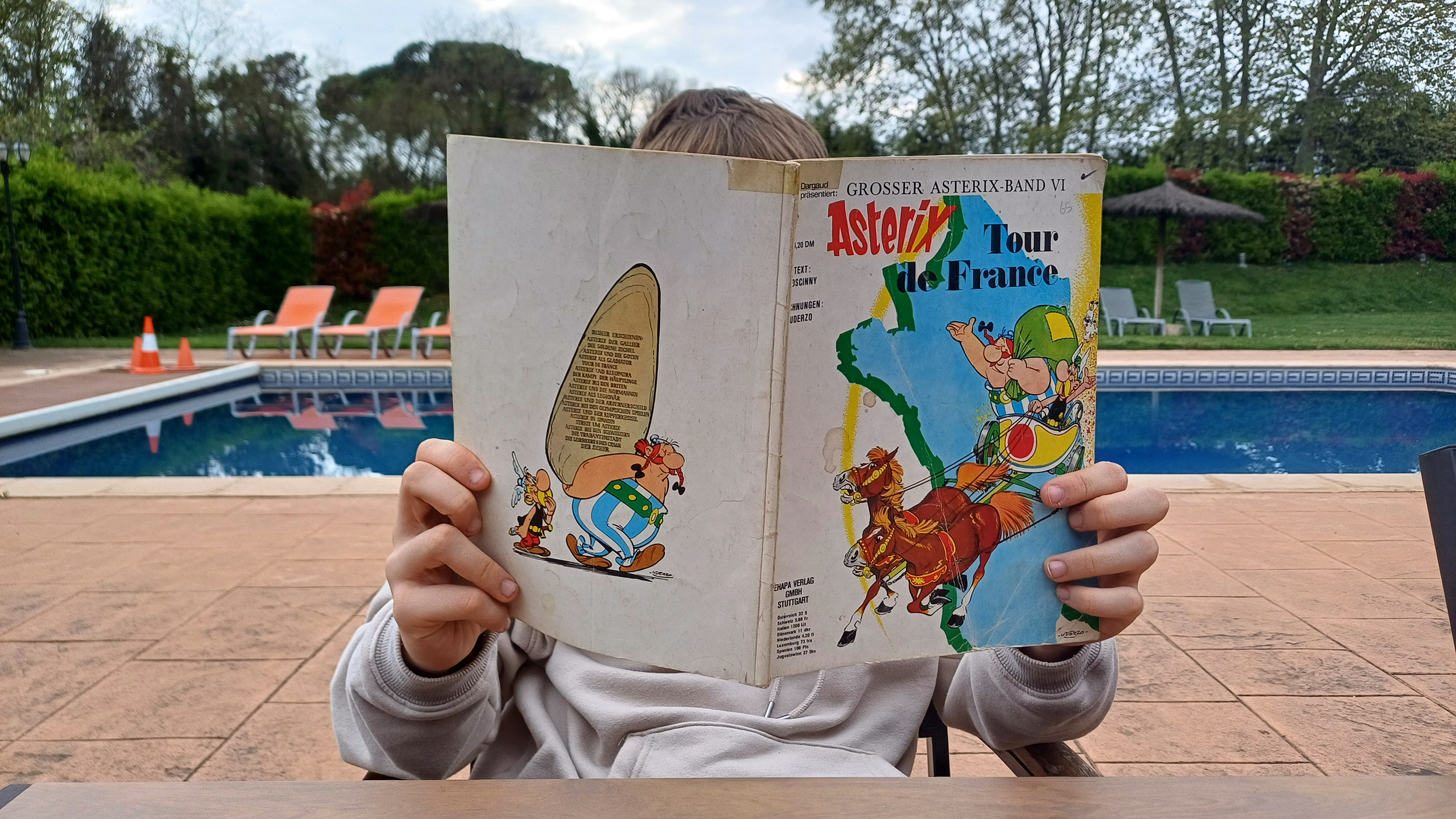 Eine Person liest Asterix
