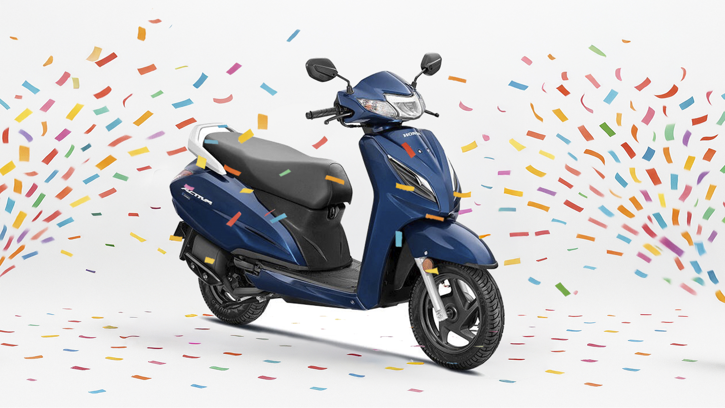 Ein blauer Motorroller und Lametta