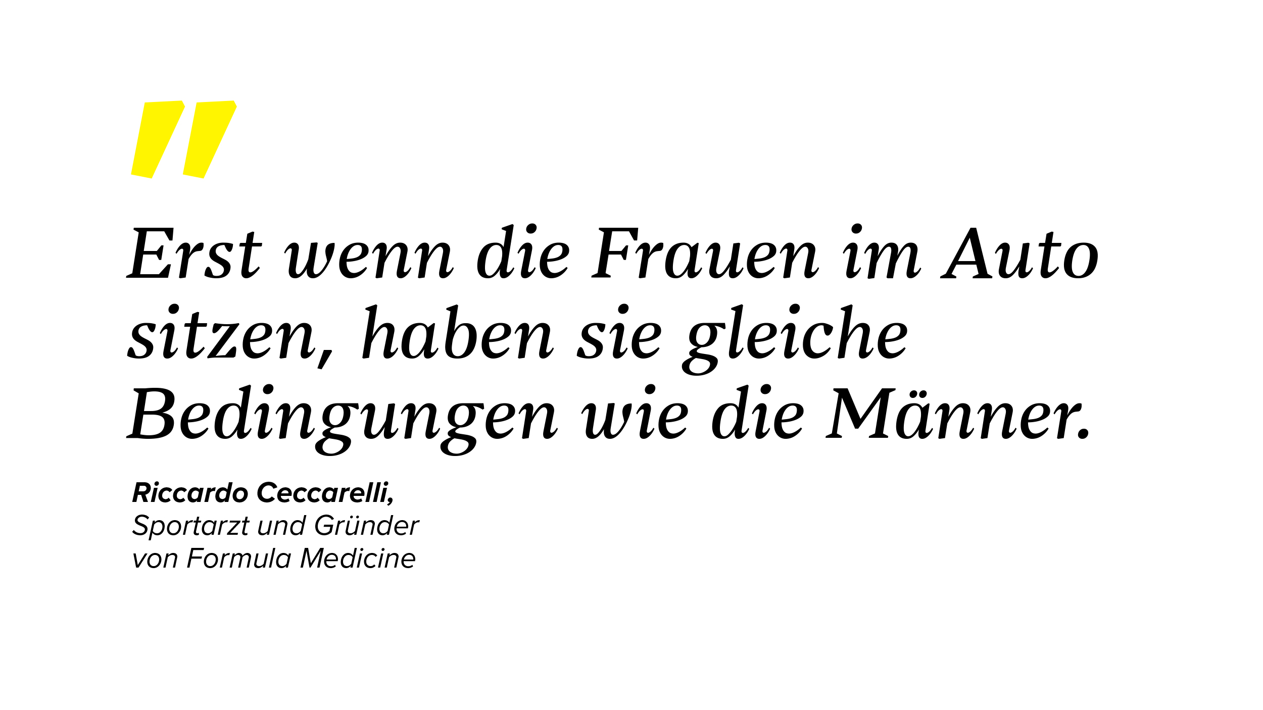 Text: Erst wenn die Frauen im Auto sitzen, haben sie gleiche Bedingungen wie die Männer.