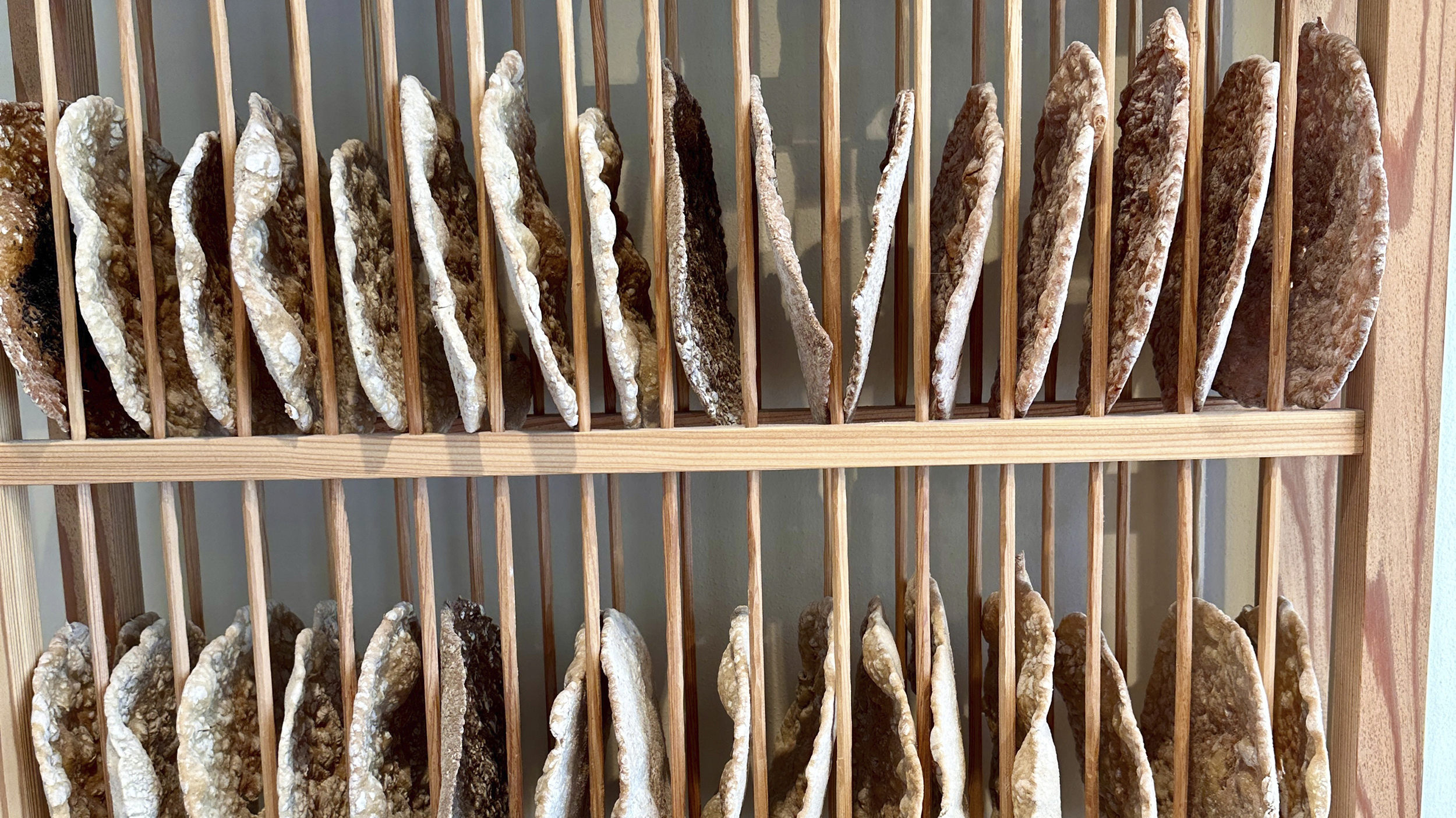 Hier wird das fertige Schüttelbrot getrocknet.      