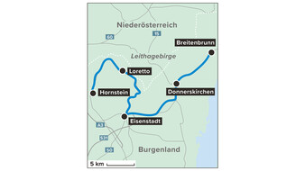 Karte, die den mobilen Alltag im Nordburgenland von Försterin Stefanie Nievoll abbildet.