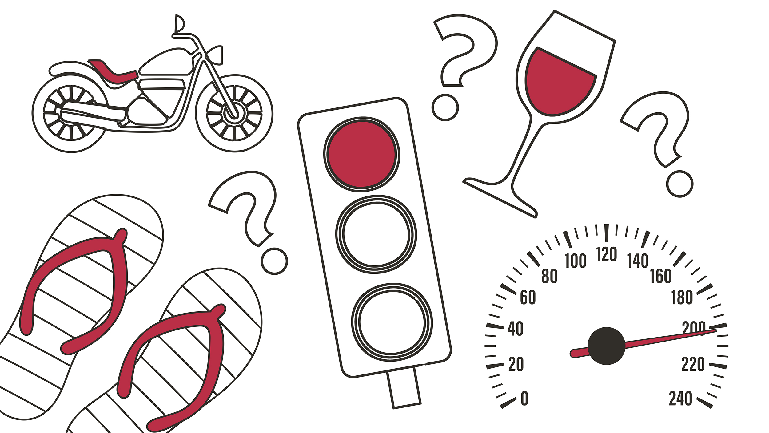 Verschiedene Icons aus dem Straßenverkehr auf weißem Grund
