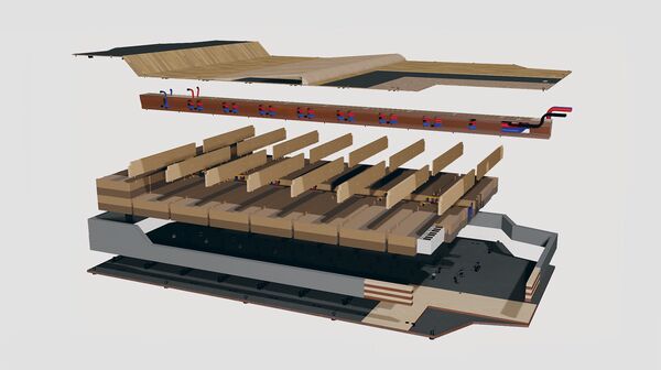 Projekt BioLib: Das Innere eines E-Auto-Akku-Gehäuse aus Holz