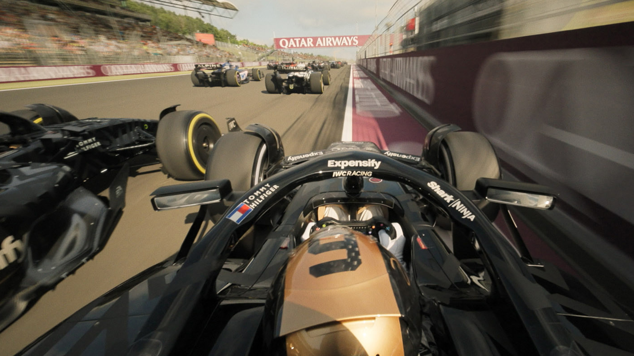 Sicht aus dem Cockpit eines Formel 1-Autos während des Rennens