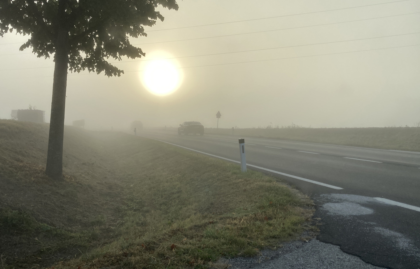 Herbstliche Straße mit Sonne