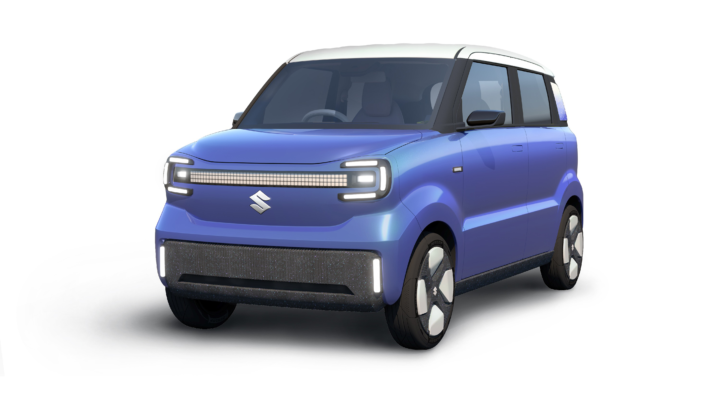 Ein blaues Kei-Car von Suzuki