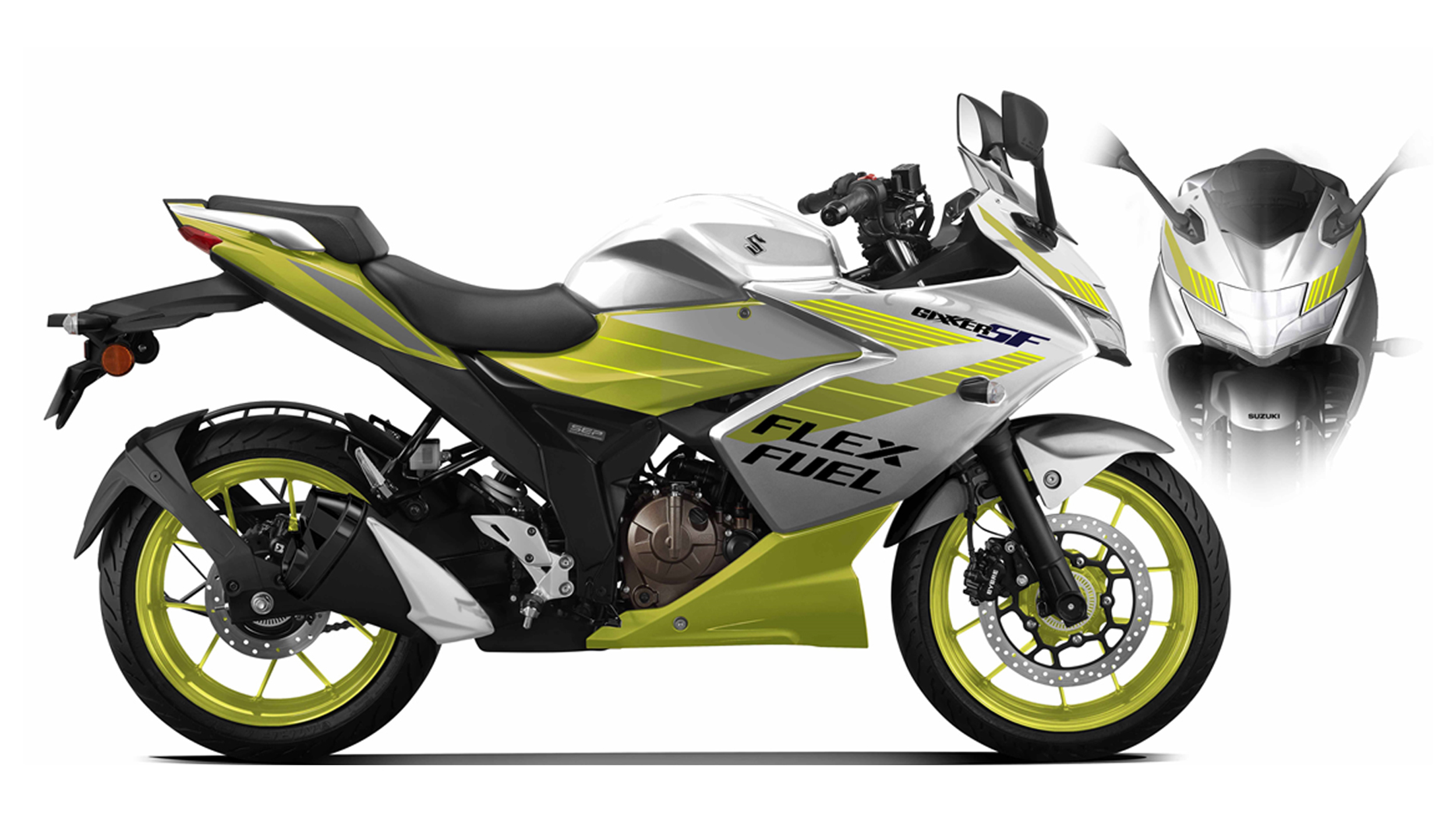 Ein Suzuki-Motorrad mit der Aufschrift "Flex Fuel"