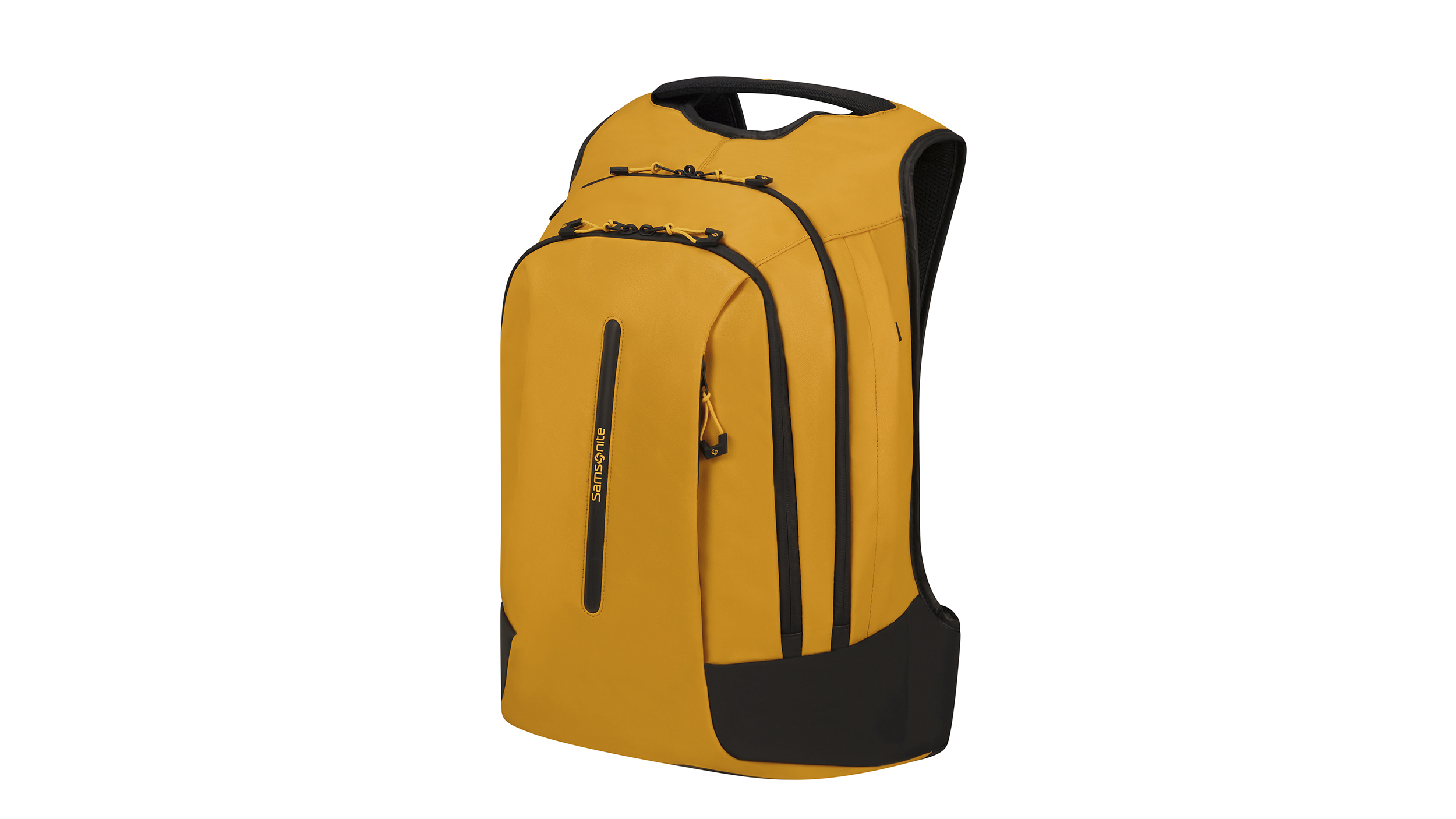 Produktbild: Rucksack in Gelb mit schwarzen  Elementen.
