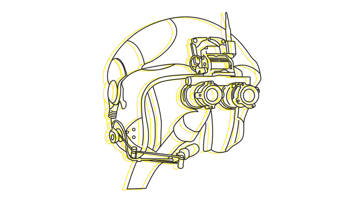 Pilotenhelm mit Nachtsichtgerät