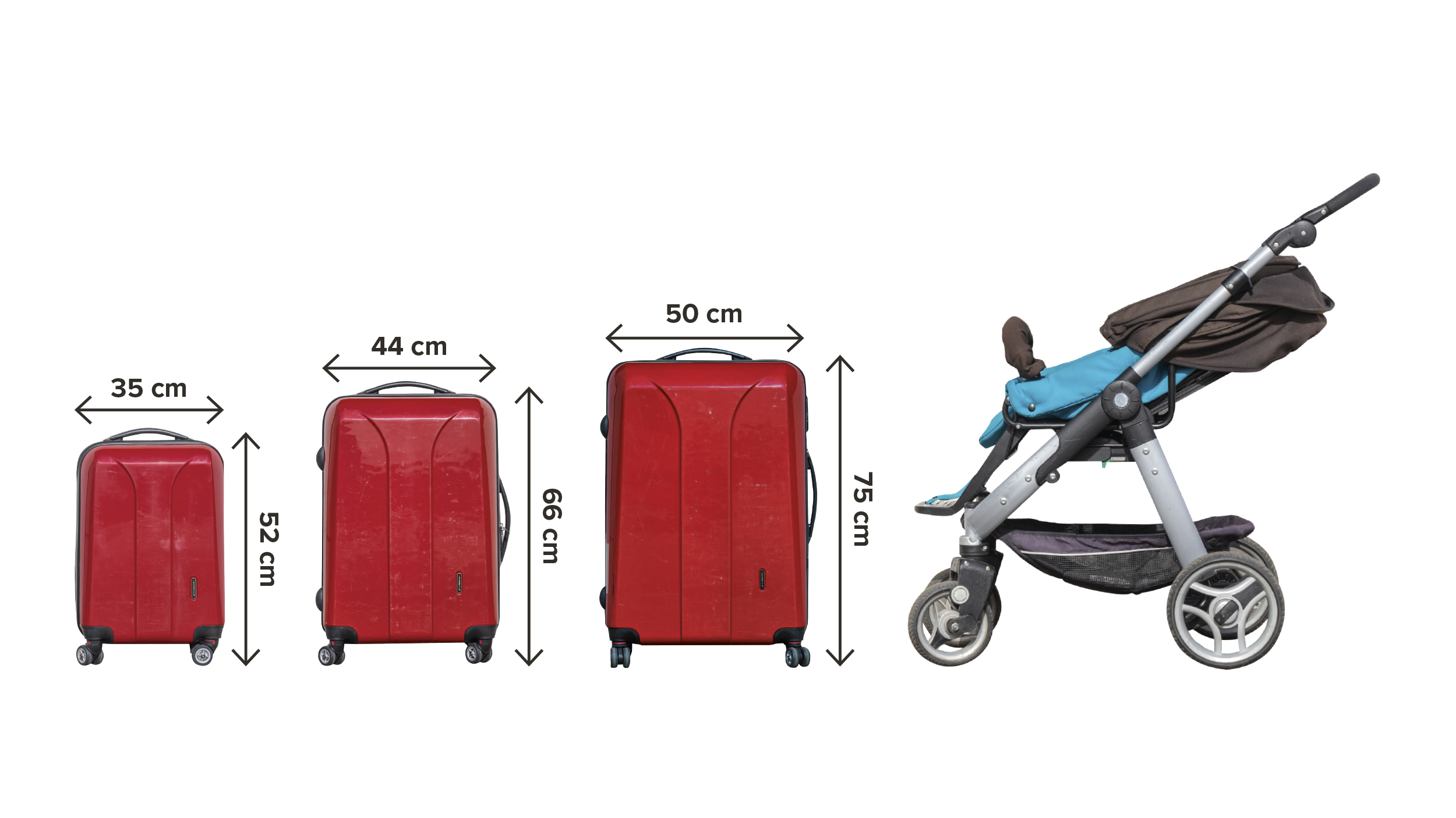 Koffer und Kinderwagen