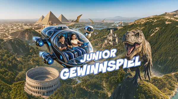 2 Kinder fliegen in einer Zeitmaschine.