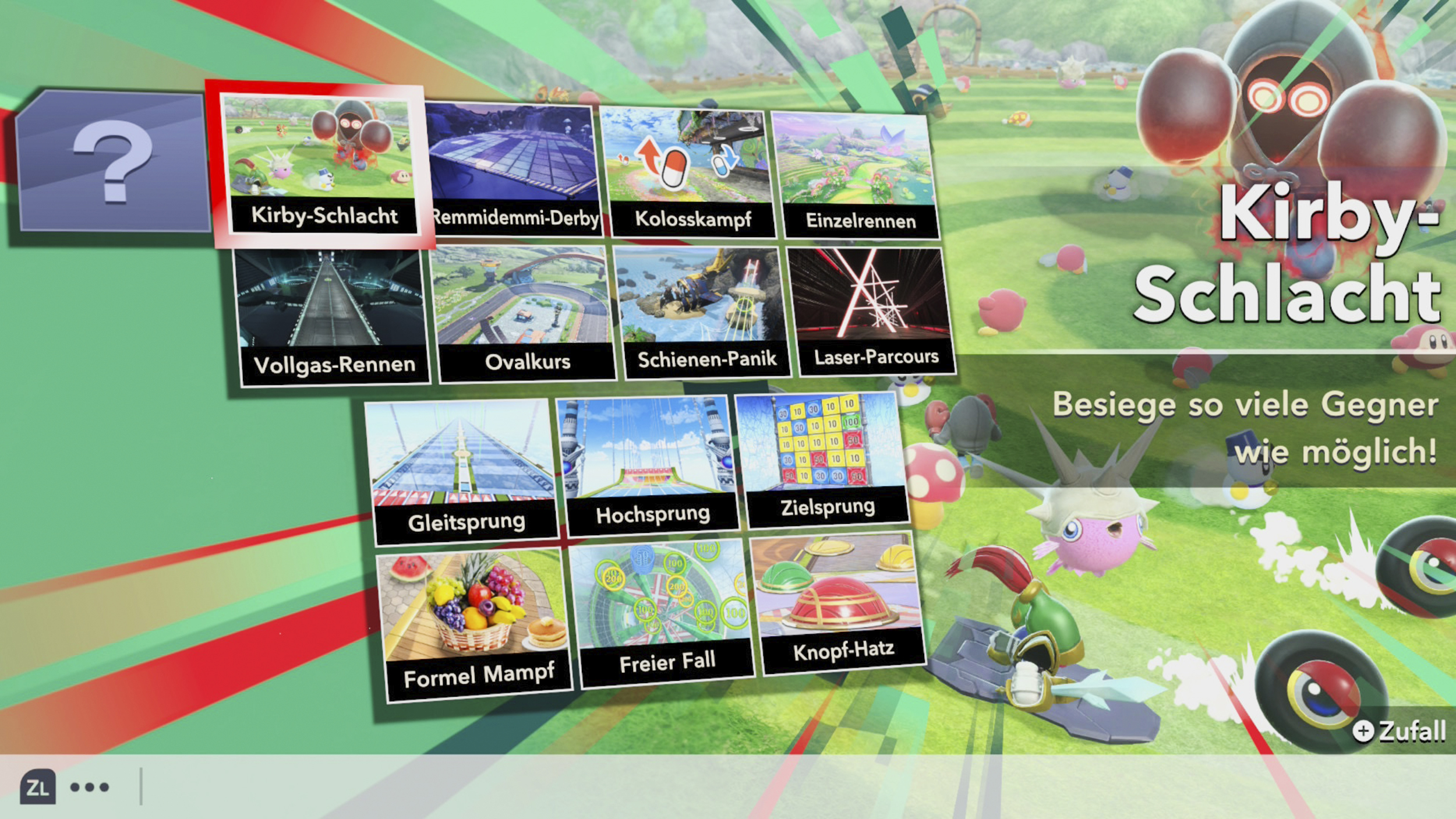 Screenshot aus Kirby Air Riders. Die Minispiele.