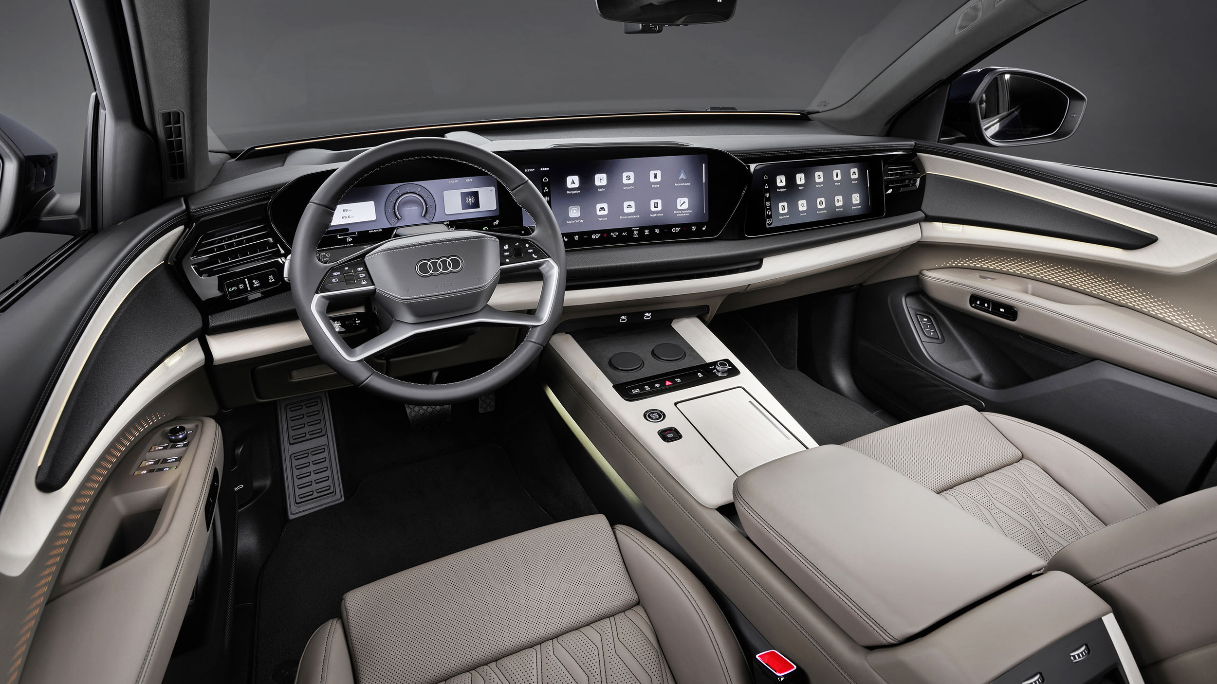 Beiger Innenraum eines Audi Q9.