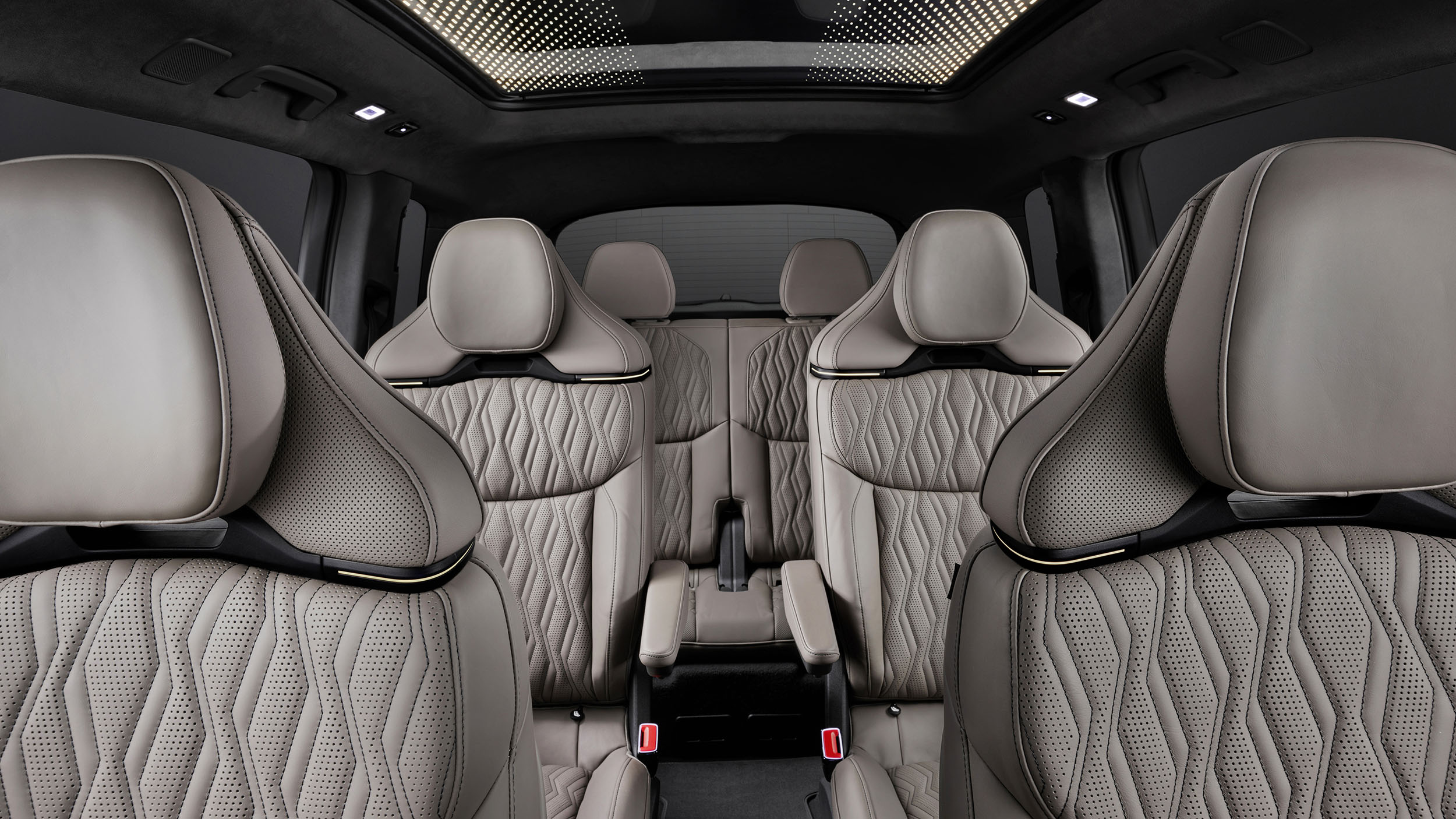 Beige Sitze eines Audi Q9.