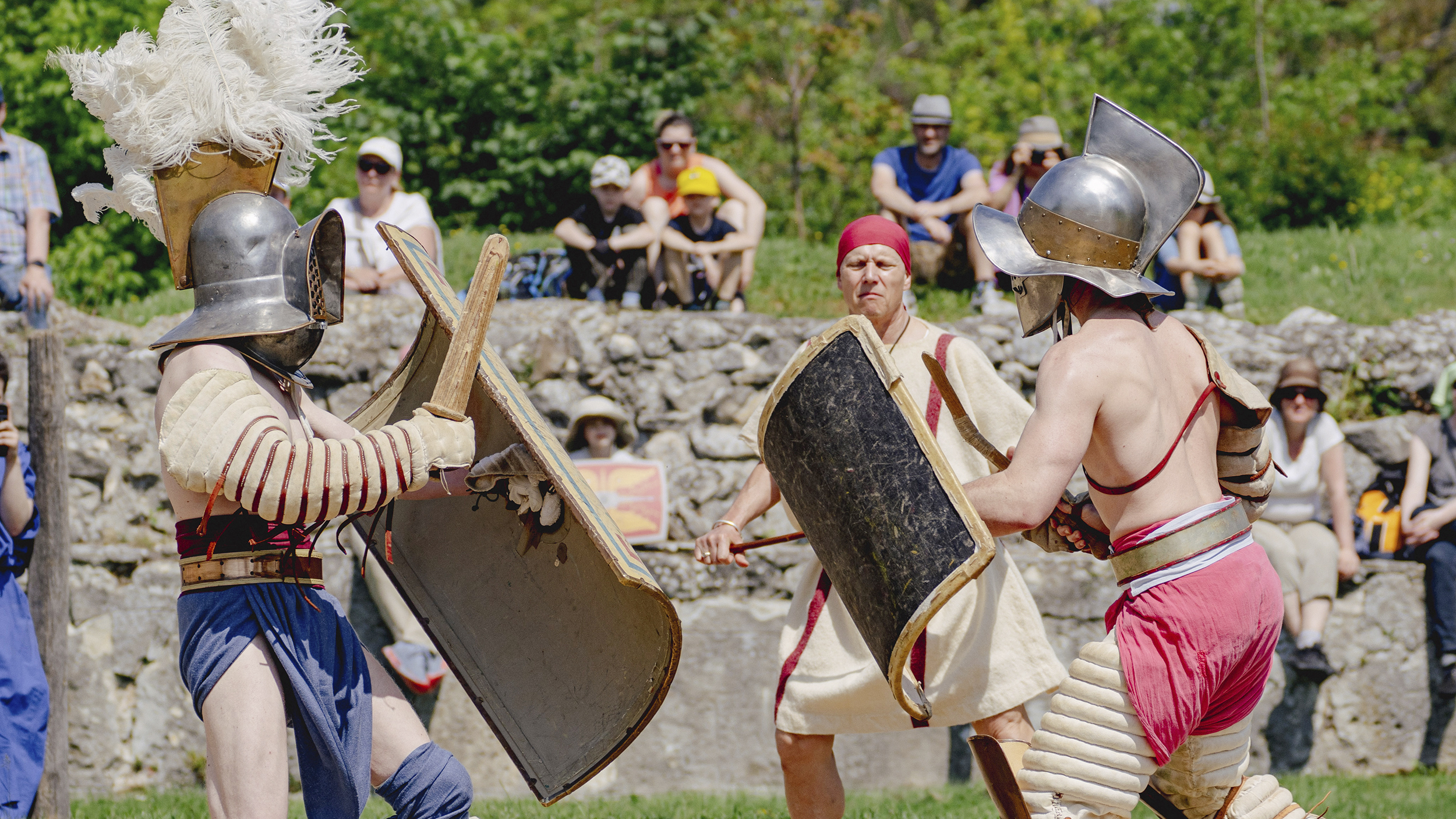 Gladiatorenkampf nachgestellt in Carnuntum.