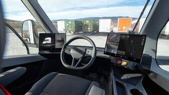 Cockpit eines Tesla-Lkw.