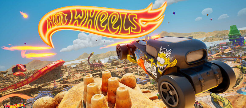 Screenshot aus Hot Wheels Infinite Rush. Man sieht die Autos im Race fliegen.