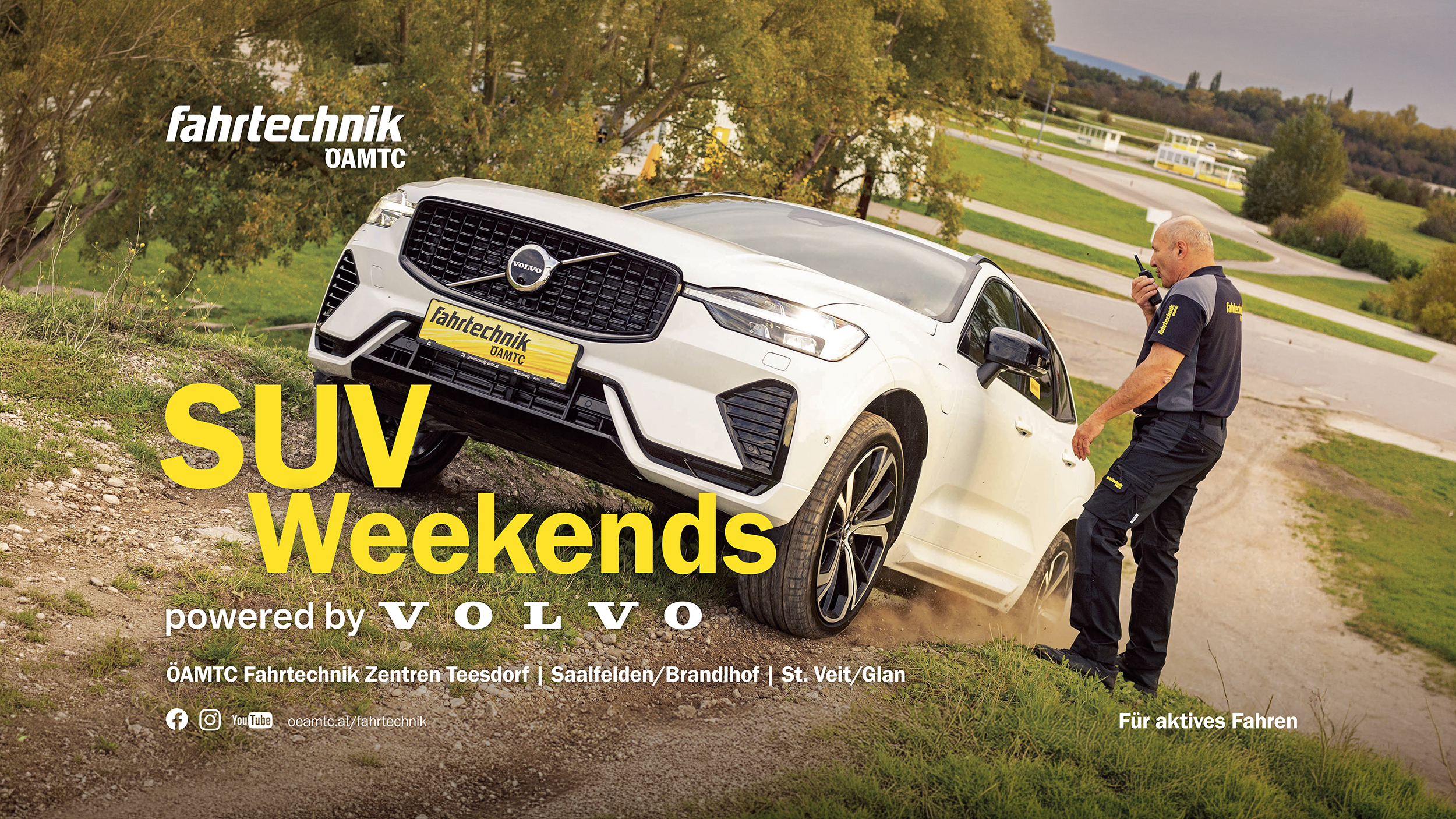 Volvo SUV im Gelände und am ÖAMTC-Fahrtechnikzentrum in Teesdorf und ÖAMTC Instruktor