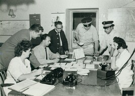 Historisches Foto aus der Nothilfezentrale des ÖAMTC