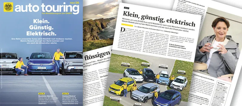 November 2026 Ausgabe des auto touring mit einer Collage aus Seiten.