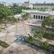 Das Rendering des ÖAMTC-Projektes "Platz für alle am Ring" zeigt eine ideale Verkehrslösung für den Bereich des Burgrings