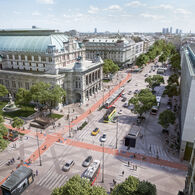 Das Rendering des ÖAMTC-Projektes "Platz für alle am Ring" zeigt eine ideale Verkehrslösung für den Bereich des Opernrings