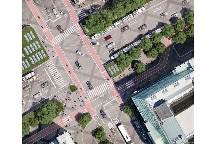 Das Rendering des ÖAMTC-Projektes "Platz für alle am Ring" zeigt eine ideale Verkehrslösung für den Ringbereich des Schottentors