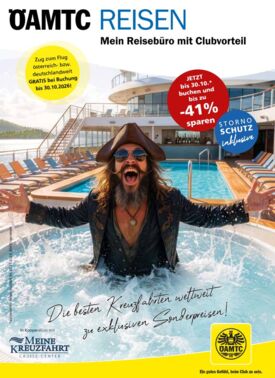 zeigt ein Katalogcover mit einem Bild eines Piraten in einem Pool stehend 