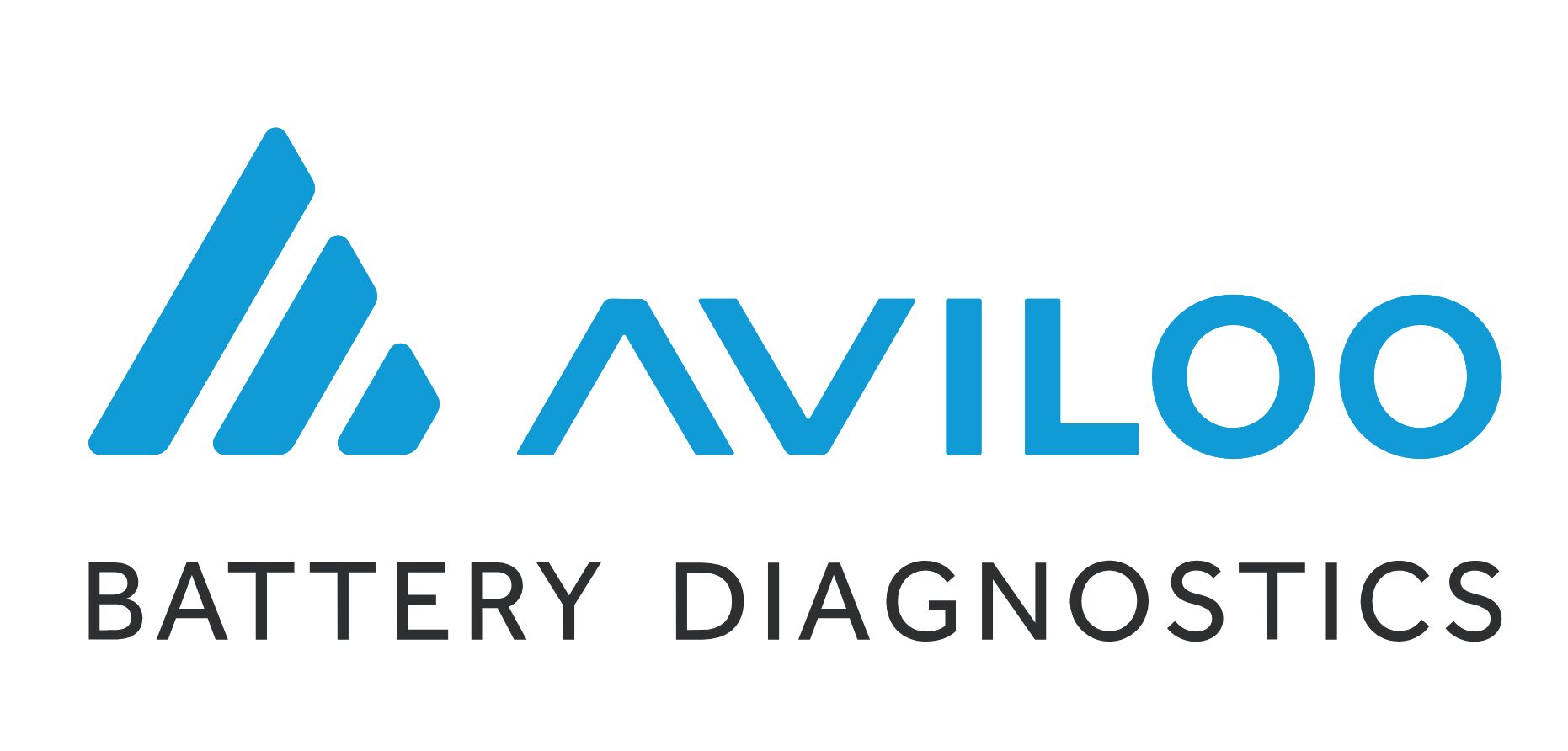 Blauer Schriftzug Aviloo Battery Diagnostics auf weißem Hintergrund