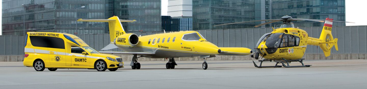 Rettungsfahrzeug, Ambulanzjet und Hubschrauber des ÖAMTC