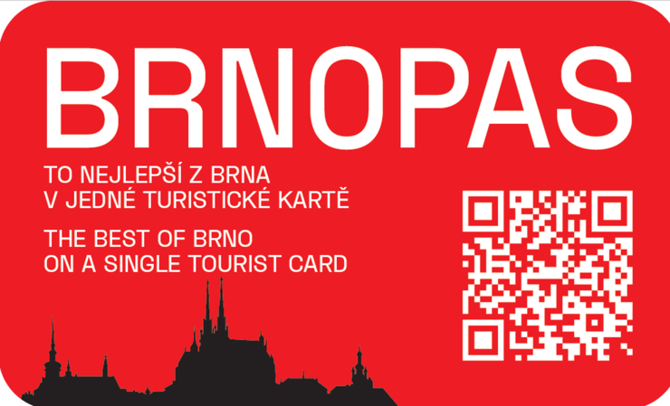 Eine rote Brno Touristen Karte.