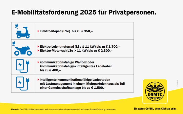 E-Mobilitätsförderung Privatpersonen 2025 Infografik zum Thema E-Mobilitätsförderungen für Privatpersonen.