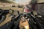 Sicht aus dem Cockpit eines Formel 1-Autos während des Rennens