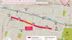 Kartenausschnitt der Auhofstraße mit der geänderten Verkehrsregelung.