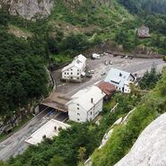 Luftaufnahme des Grenzübergangs Plöckenpass.