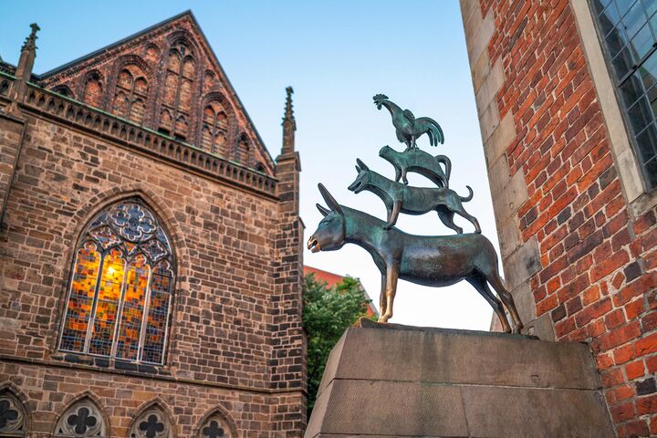 Statue der Bremer Stadtmusikanten beim Rathaus